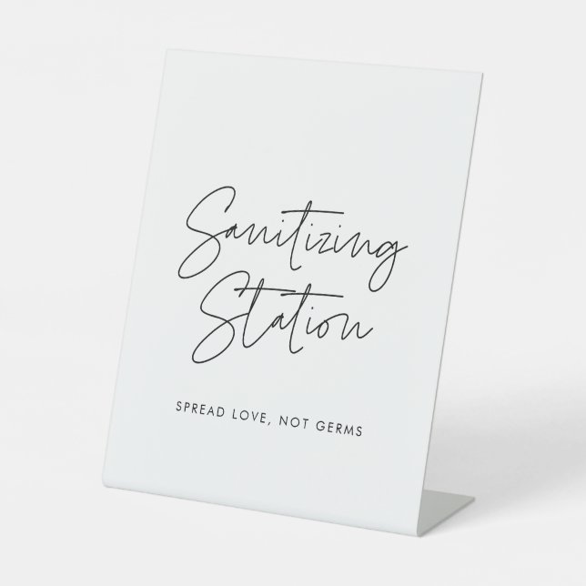 Modern minimalist Sanitising station wedding sign (Front)