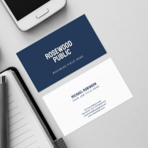 Modern Minimalist Sans Serif Font on Dark Blue Business Card