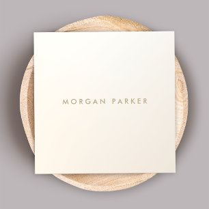 Modern Minimalist Satin Ivory White Square Square Business Card