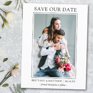 Modern Minimalist Save Our Date Couple Photo Postcard