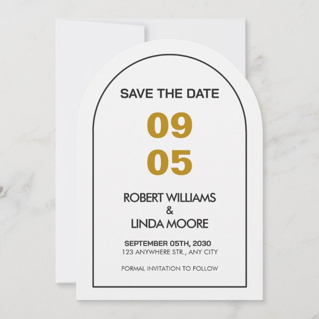 Modern Minimalist Save the Date Card (Front)
