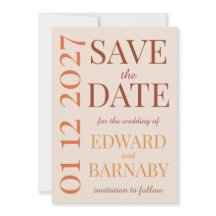 Modern Minimalist Save the Date Card with Oversize