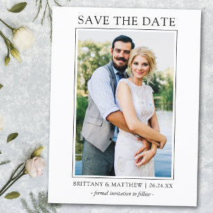 Modern Minimalist Save The Date Couple Photo Postcard