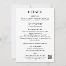Modern Minimalist Save The Date Details Enclosure