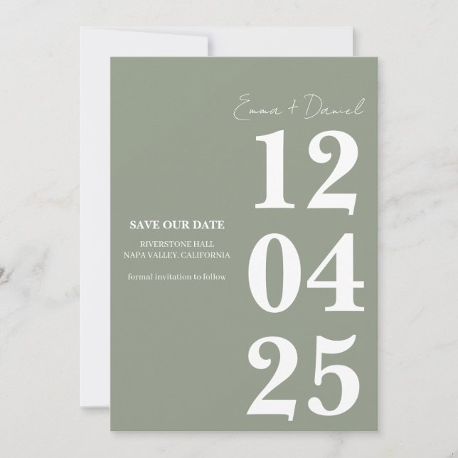 Modern Minimalist Save the Date  Invitation (Front)