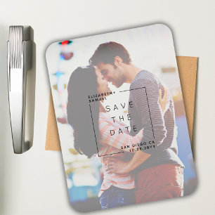 Modern Minimalist Save the Date Photo White Magnet
