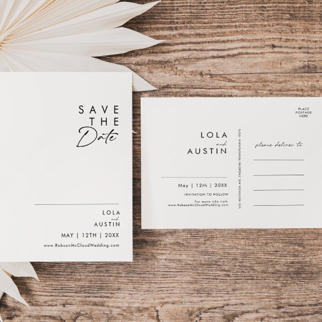 Modern Minimalist Save The Date Postcard (Creator Uploaded)