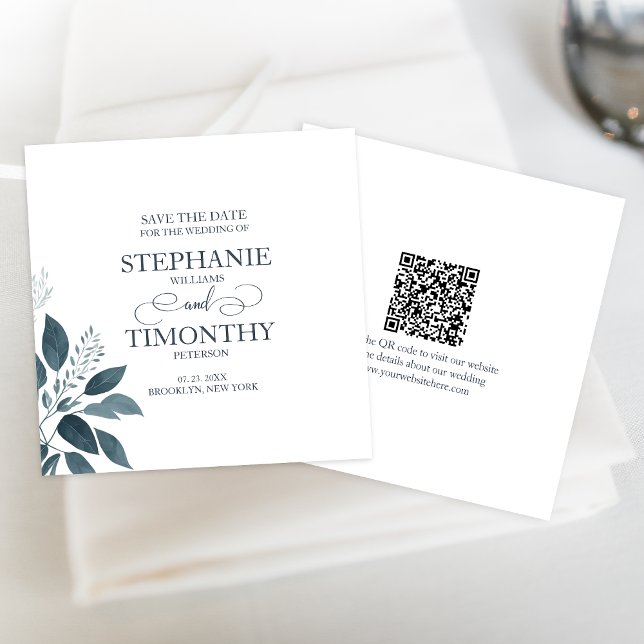 Modern Minimalist Save The Date QR Code Wedding Invitation (Simplify wedding planning with a QR code. Guests can easily access wedding details on your website.)