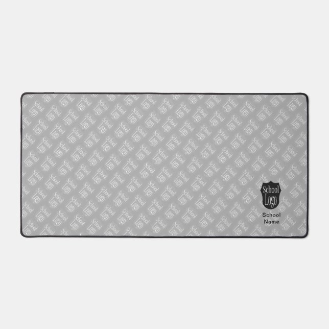 Modern Minimalist School Logo Grey  Desk Mat (Front)