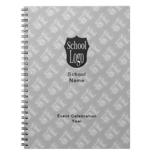 Modern Minimalist School Logo Grey Notebook