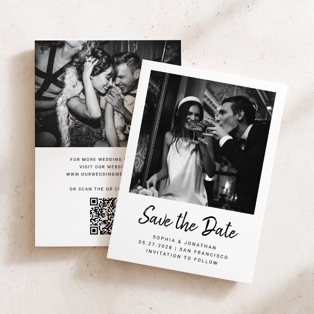 Modern Minimalist Script and Two Photos | Wedding Save The Date (Creator Uploaded)