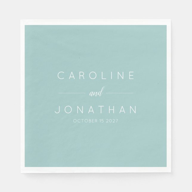 Modern Minimalist Script Aqua Custom Wedding Napkin (Front)