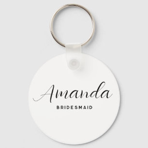 Modern Minimalist Script Bachelorette Bridesmaid Key Ring