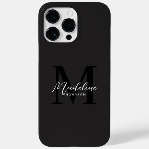 Modern Minimalist Script Black Monogram Case-Mate iPhone 14 Pro Max Case