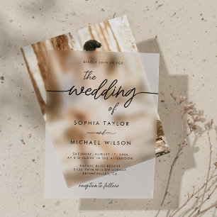 Modern Minimalist Script Black Wedding Acrylic Invitations