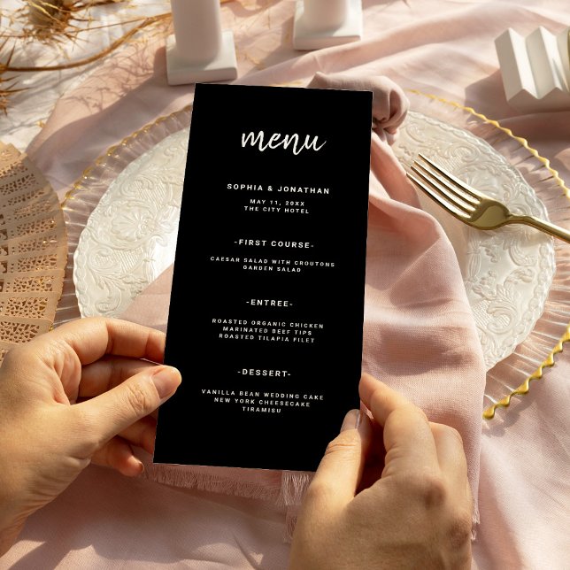 Modern Minimalist Script Black | Wedding Menu (Creator Uploaded)