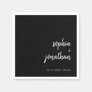 Modern Minimalist Script Black Wedding Napkins