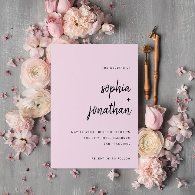 Modern Minimalist Script | Blush Wedding Invitation (Creator Uploaded)