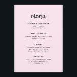 Modern Minimalist Script Blush | Wedding Menu<br><div class="desc">This elegant,  minimalist wedding menu card features modern script typography and clean,  sans serif text for a simple and stylish blush pink design you will love.</div>
