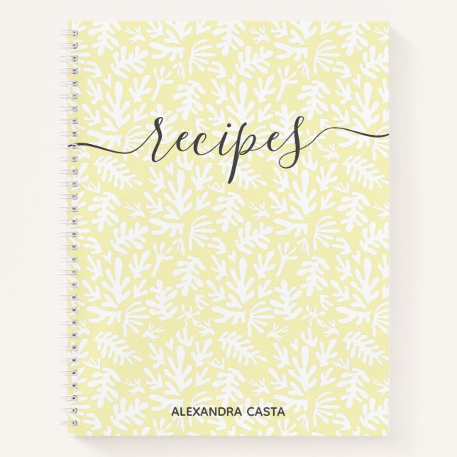 Modern Minimalist Script Botanical Custom Recipe Notebook (Front)