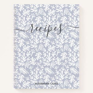 Modern Minimalist Script Botanical Custom Recipe Notebook