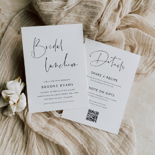 Modern Minimalist Script Bridal Luncheon Invitation