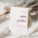 Modern Minimalist Script Burgundy | Wedding Invitation<br><div class="desc">These elegant,  minimalist wedding invitations feature burgundy,  modern script typography and clean,  sans serif text on white for a simple and stylish design you will love.</div>