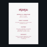 Modern Minimalist Script | Burgundy Wedding Menu<br><div class="desc">This elegant,  minimalist wedding menu card features modern burgundy script typography and clean,  sans serif text for a simple and stylish design you will love.</div>