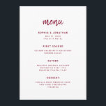 Modern Minimalist Script | Burgundy Wedding Menu<br><div class="desc">This elegant,  minimalist wedding menu card features modern burgundy script typography and clean,  sans serif text for a simple and stylish design you will love.</div>