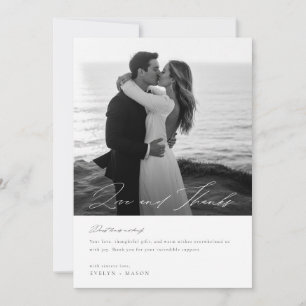 Modern Minimalist Script Calligraphy Photo Wedding Thank You Card