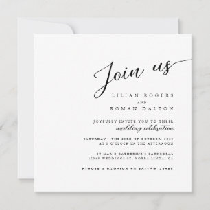 Modern Minimalist Script Calligraphy Wedding Invitation