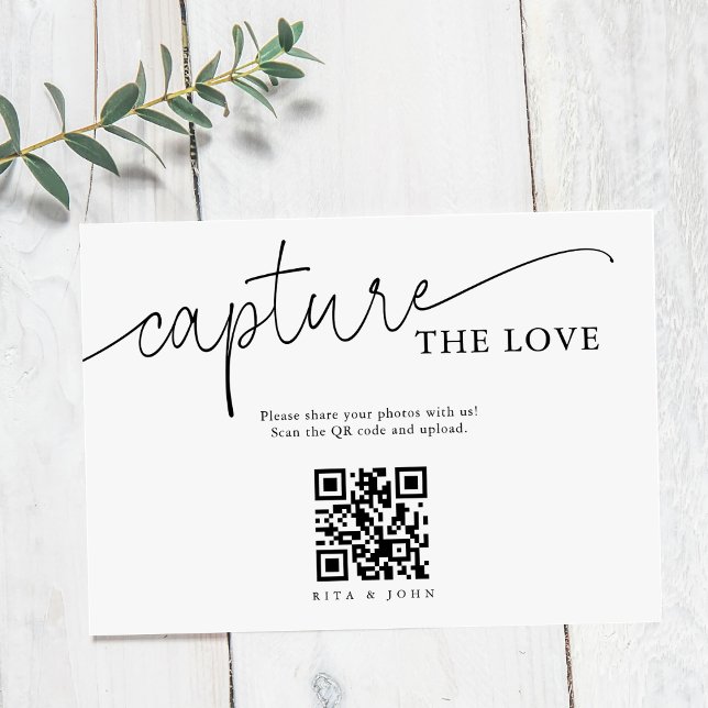 Modern Minimalist Script Capture The Love QR code  Enclosure Card (Creator Uploaded)