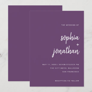 Modern Minimalist Script Cassis   Wedding Invitation