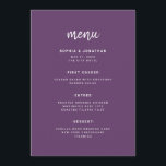 Modern Minimalist Script Cassis | Wedding Menu<br><div class="desc">This elegant,  minimalist wedding menu card features modern script typography and clean,  sans serif text for a simple and stylish cassis purple and white design you will love.</div>