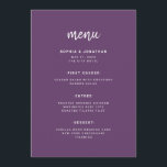Modern Minimalist Script Cassis | Wedding Menu<br><div class="desc">This elegant,  minimalist wedding menu card features modern script typography and clean,  sans serif text for a simple and stylish cassis purple and white design you will love.</div>