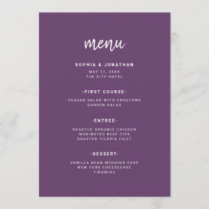 Modern Minimalist Script Cassis Wedding Menu