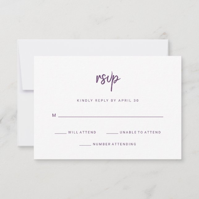 Modern Minimalist Script Cassis | Wedding RSVP Card (Back)