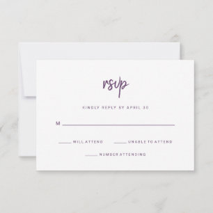 Modern Minimalist Script Cassis Wedding RSVP Card