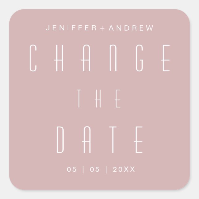 modern minimalist script change the date square sticker (Front)
