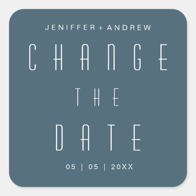 modern minimalist script change the date square sticker (Front)