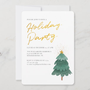 Modern Minimalist Script Christmas Holiday Party Invitation