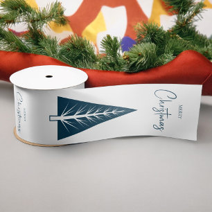 modern minimalist script christmas tree satin ribbon