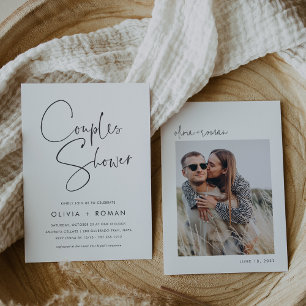 Modern Minimalist Script Couples Shower Photo Invitation