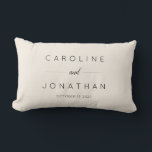 Modern Minimalist Script Cream Custom Wedding Lumbar Cushion<br><div class="desc">Modern Minimalist Script Purple Cream and Black Custom Wedding Lumbar Pillow</div>