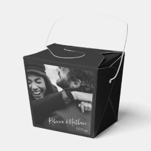 Modern Minimalist Script Custom Photo Wedding Favour Box