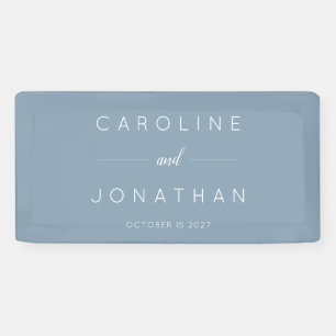 Modern Minimalist Script Custom Wedding Dusty Blue Banner