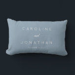 Modern Minimalist Script Custom Wedding Dusty Blue Lumbar Cushion<br><div class="desc">Modern Minimalist Script Custom Wedding Lumbar Pillow in Dusty Blue</div>