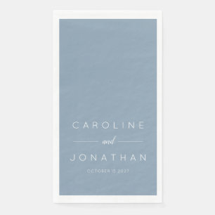 Modern Minimalist Script Dusty Blue Custom Wedding Napkin