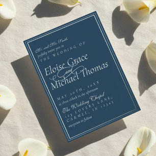 Modern Minimalist Script Dusty Blue Wedding