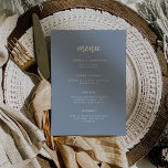 Modern Minimalist Script Dusty Blue | Wedding Menu<br><div class="desc">This elegant,  minimalist wedding menu card features modern script typography and clean,  sans serif text for a simple and stylish dusty blue and white design you will love.</div>